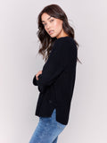 ROUND HEM SWEATER W/ SIDE TAB