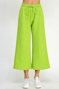 TEXTURED CROPPED WIDE PANTS