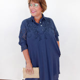 3/4 Sleeve Eyelet Dress