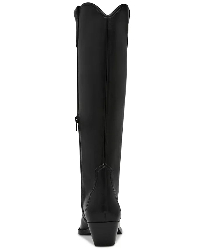 Black knee-high boot on a white background