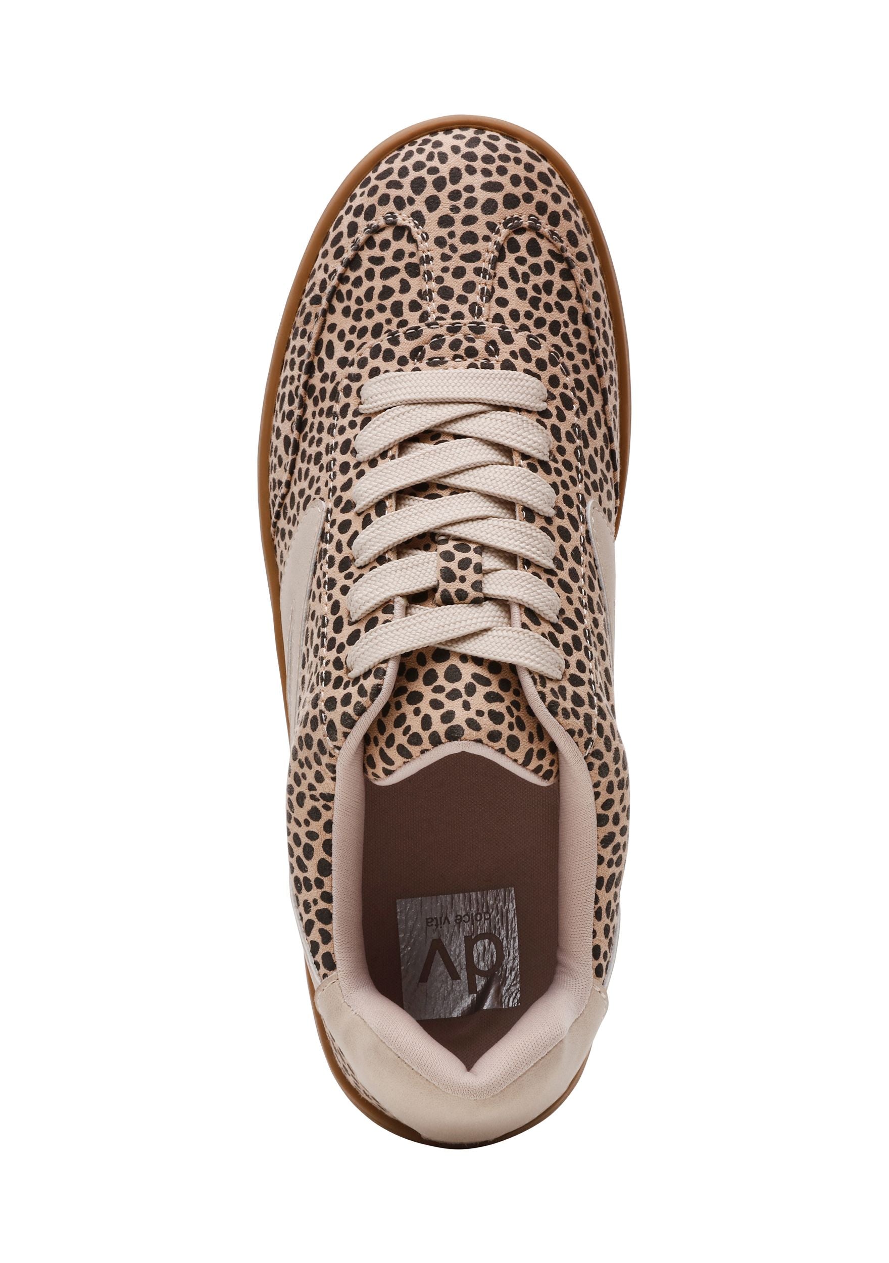 leopard print casual sneaker from dolce vita against a white background 
