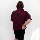 Elbow Puff Sleeve Snap Front Shirt