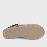 Beige sandal sole on a light gray background