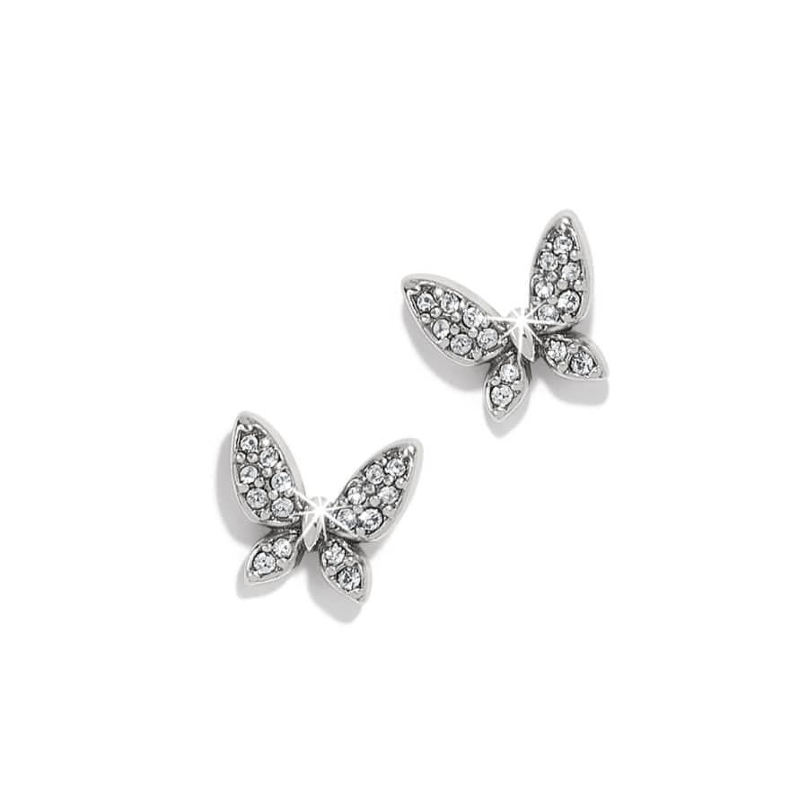 Butterfly-shaped earrings with gemstones on a white background