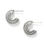 Silver hoop earrings on a white background