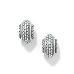 Pair of silver earrings on a white background