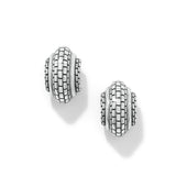 Pair of silver earrings on a white background