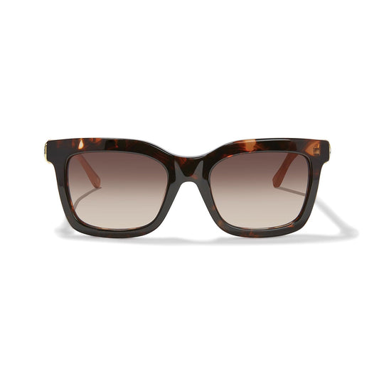 Tortoiseshell sunglasses with brown gradient lenses on a white background