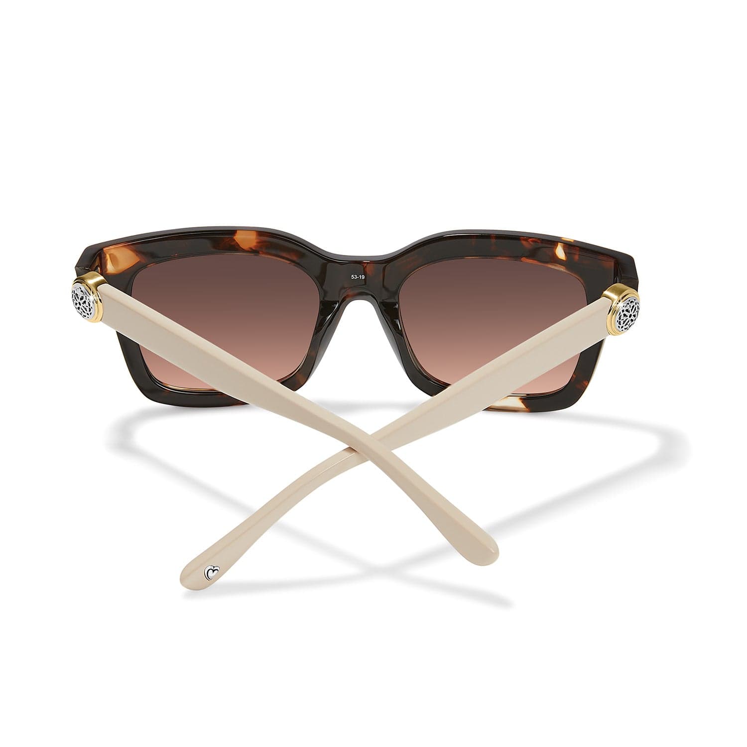 Sunglasses with tortoiseshell frame and brown gradient lenses on a white background