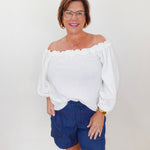 Gauze Ruffled Neckline Top - TresChicTexas
