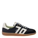 A pair of black tennis shoes with white stripes and the brand name back 70 written across the side.