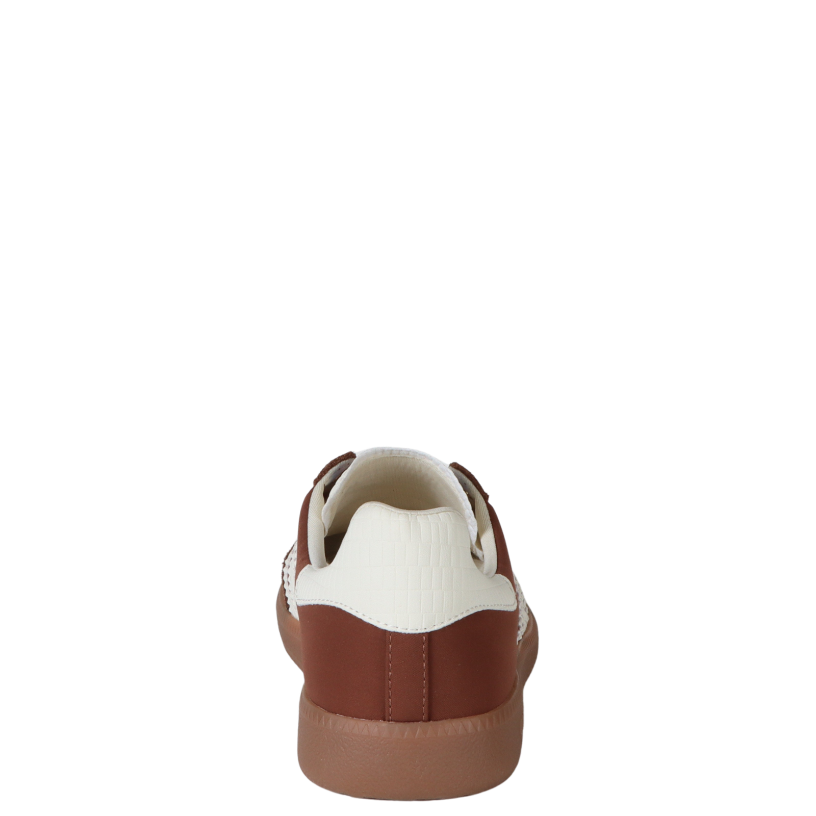 Brown and white sneaker on a white background