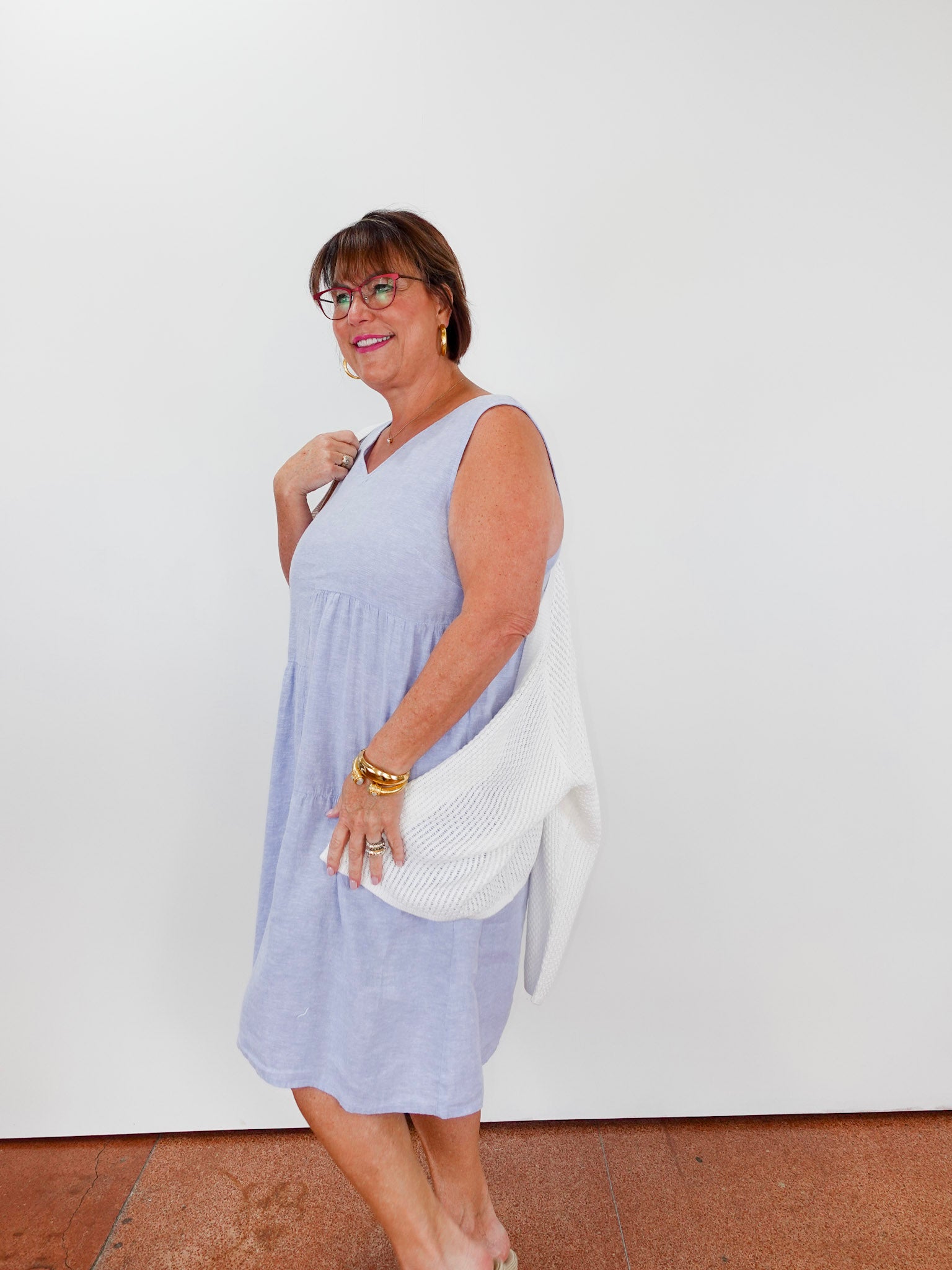 Habitat Linen Maya Dress - Multiple Colors M / Cornflower