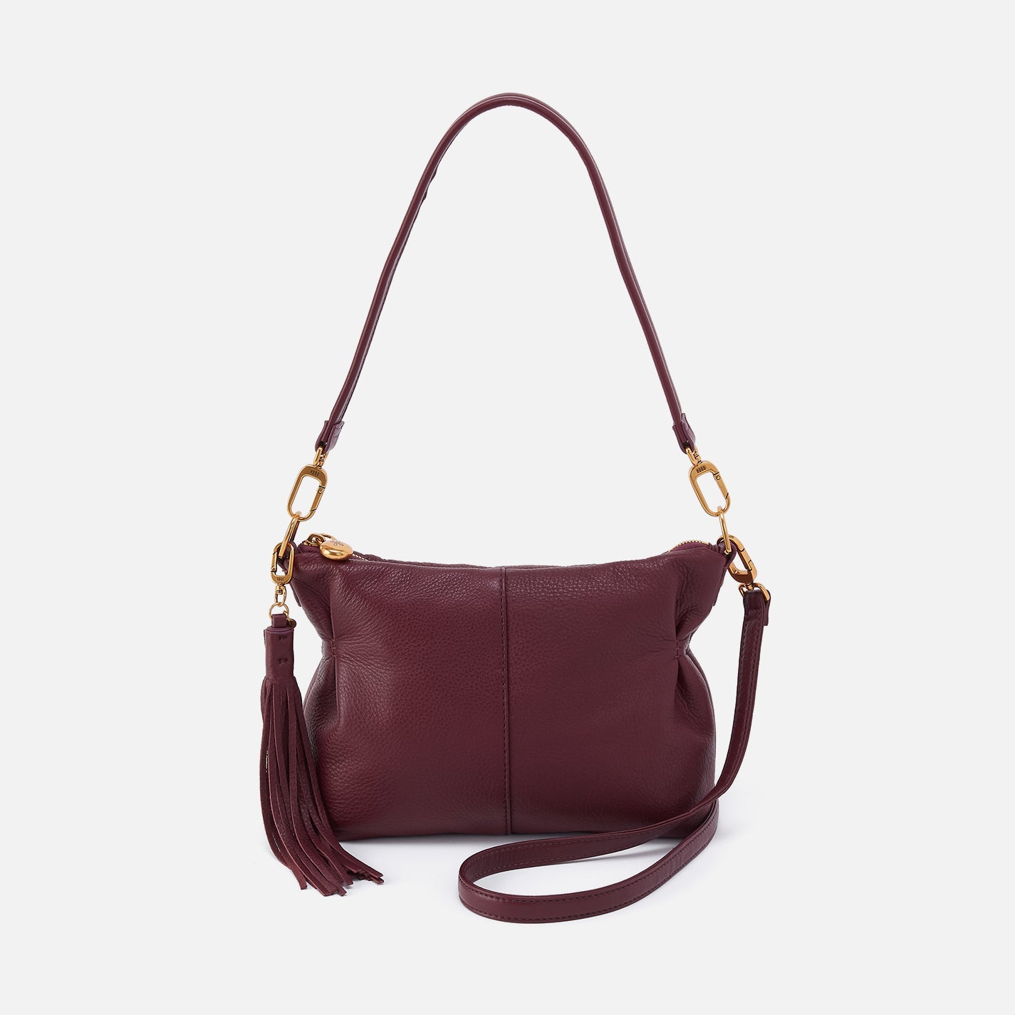 Mulberry glaze Hobo Kori Crossbody made from pebbled leather with sleek, structured design