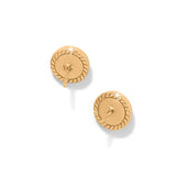 Pair of gold earrings on a white background