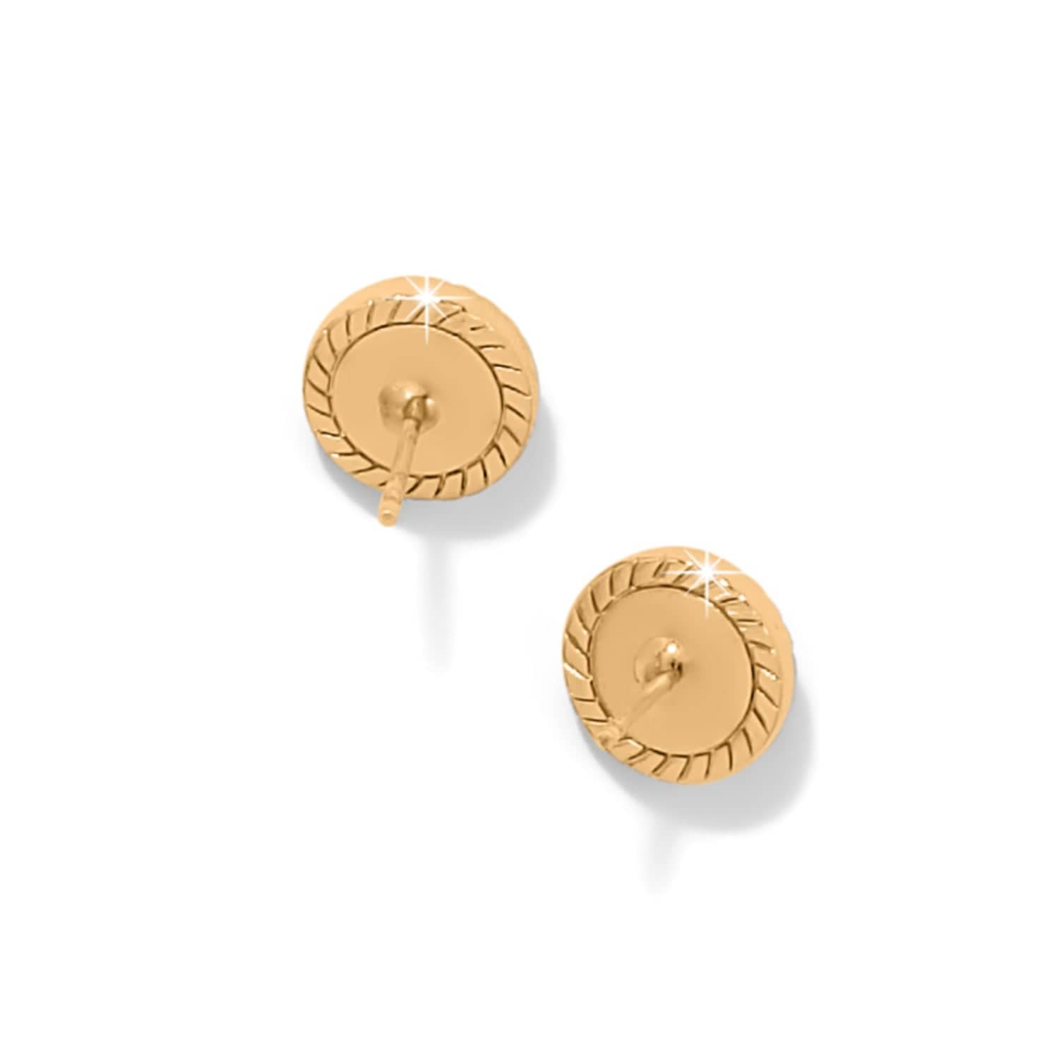 Pair of gold earrings on a white background