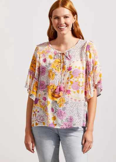 BLOUSE W/ FRILL SLEEVE - TresChicTexas