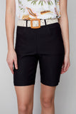 STRETCH BENGALINE SHORTS W/ BELT