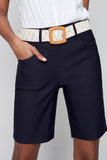 STRETCH BENGALINE SHORTS W/ BELT