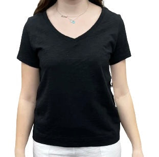 COTTON SLUB V-NECK TEE