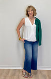 SLEEVELESS V-NECK DRAPE FRONT KNIT TOP