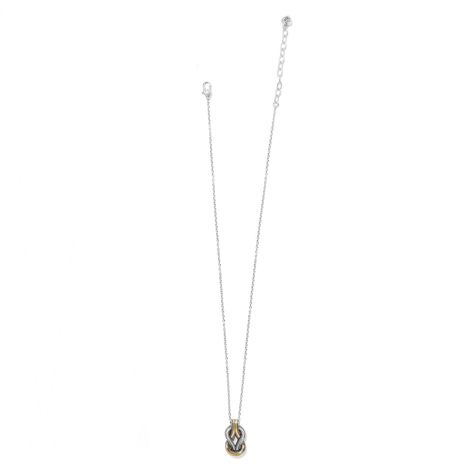 A two-tone necklace with a geometric pendant.