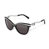 Black sunglasses with silver frames on a white background