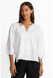 SPLIT NECK LINEN BLOUSE