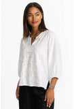 SPLIT NECK LINEN BLOUSE