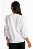 SPLIT NECK LINEN BLOUSE