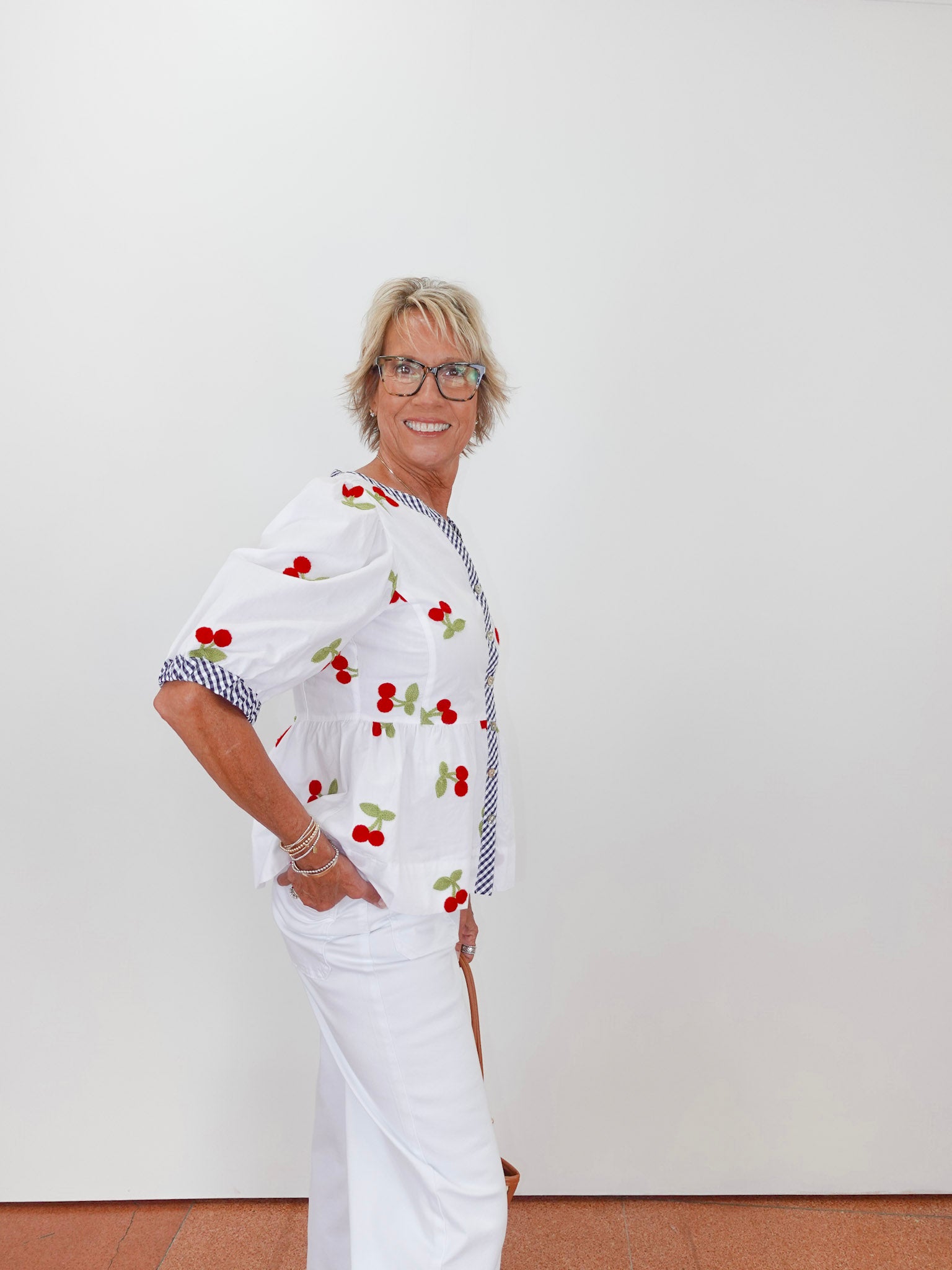 Cherry Embroidered Peplum Top - TresChicTexas
