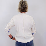 johnny was daniela patchwork thermal long sleeve tee styled casually with denim