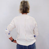 johnny was daniela patchwork thermal long sleeve tee styled casually with denim