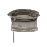 Gray mesh pouch with zipper on a white background