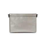 Silver clutch bag on a white background