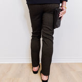 Joseph Ribkoff geometric straight pull-on pant worn by woman on white background
