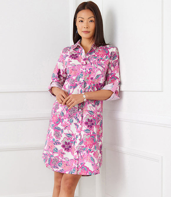 PRETTY IN PINK FLORAL SHIRTDRESS