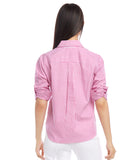 PRETTY IN PINK RUCHED SLEEVE SHIRT