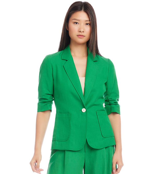 GOING GREEN RUCHED SLEEVE JACKET