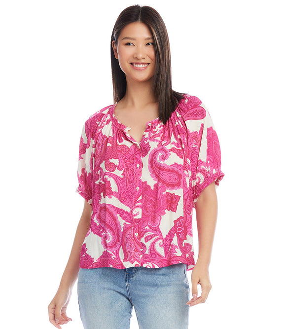 PRETTY IN PINK S/S PEASANT TOP