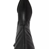 Black leather boot on a white background