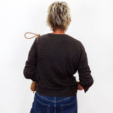 L/S Drape Neck Hybrid Woven Sweater