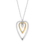 Heart-shaped necklace with two-tone design on a white background