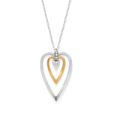 Heart-shaped necklace with two-tone design on a white background