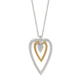 Necklace with a heart-shaped pendant in two colors on a white background