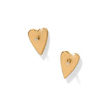 Gold heart-shaped earrings on a white background