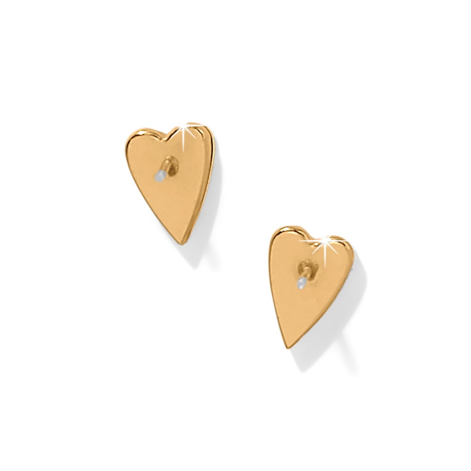 Gold heart-shaped earrings on a white background