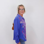 womens luisa shirt with embroidered design styled for everyday wear
