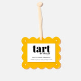 Yellow photo frame ornament with 'tart by Taylor' branding on a white background