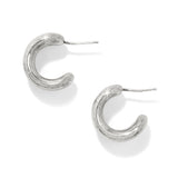 Silver hoop earrings on a white background
